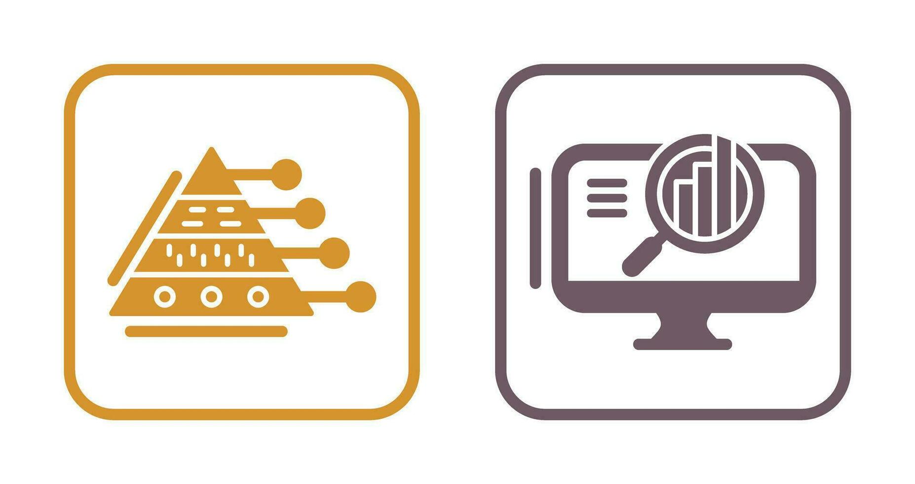 Pyramid Graph and Search Icon vector