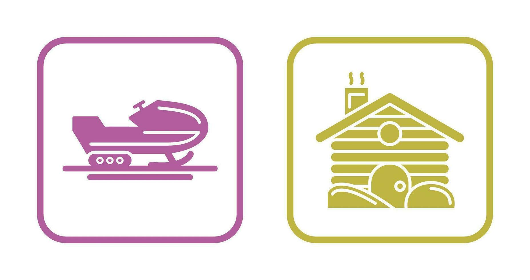 Snowmobile and Cabin Icon vector