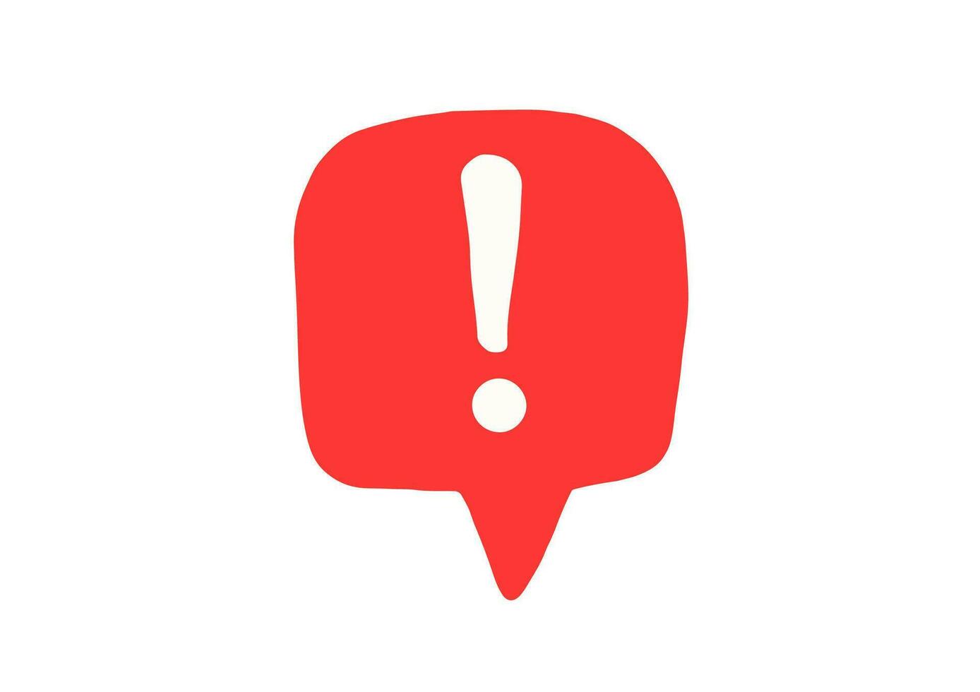 Speech bubble with exclamation mark. Red attention sign icon. Hazard warning symbol. Vector illustration in flat style.