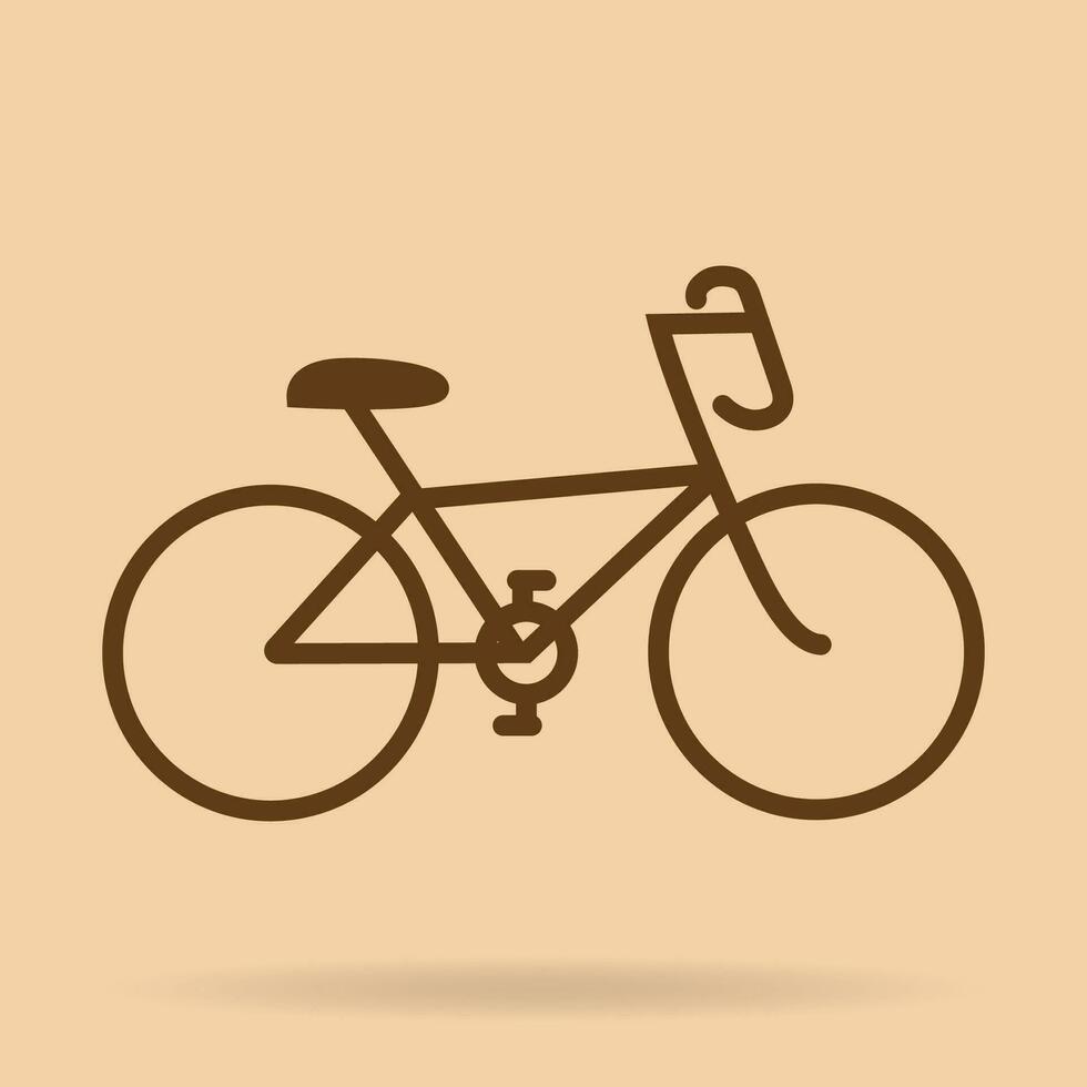 Bike icon vector logo template. bicycle on brown background.