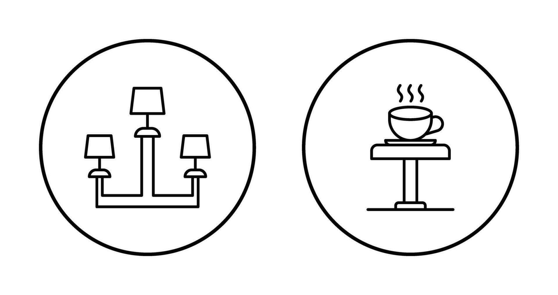 lámpara y café mesa icono vector