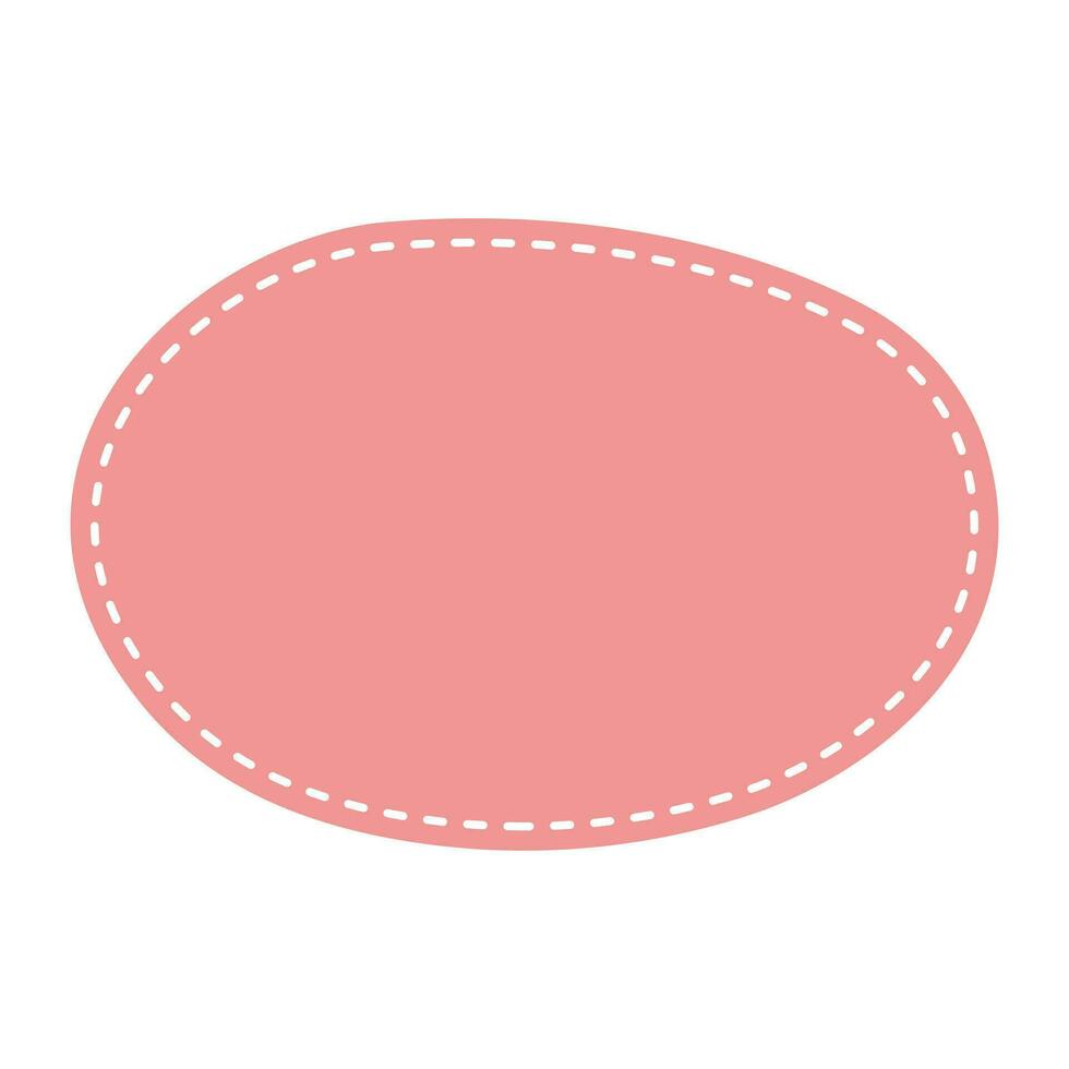 Cute pastel patch with dotted line. Art form template for social media. vector