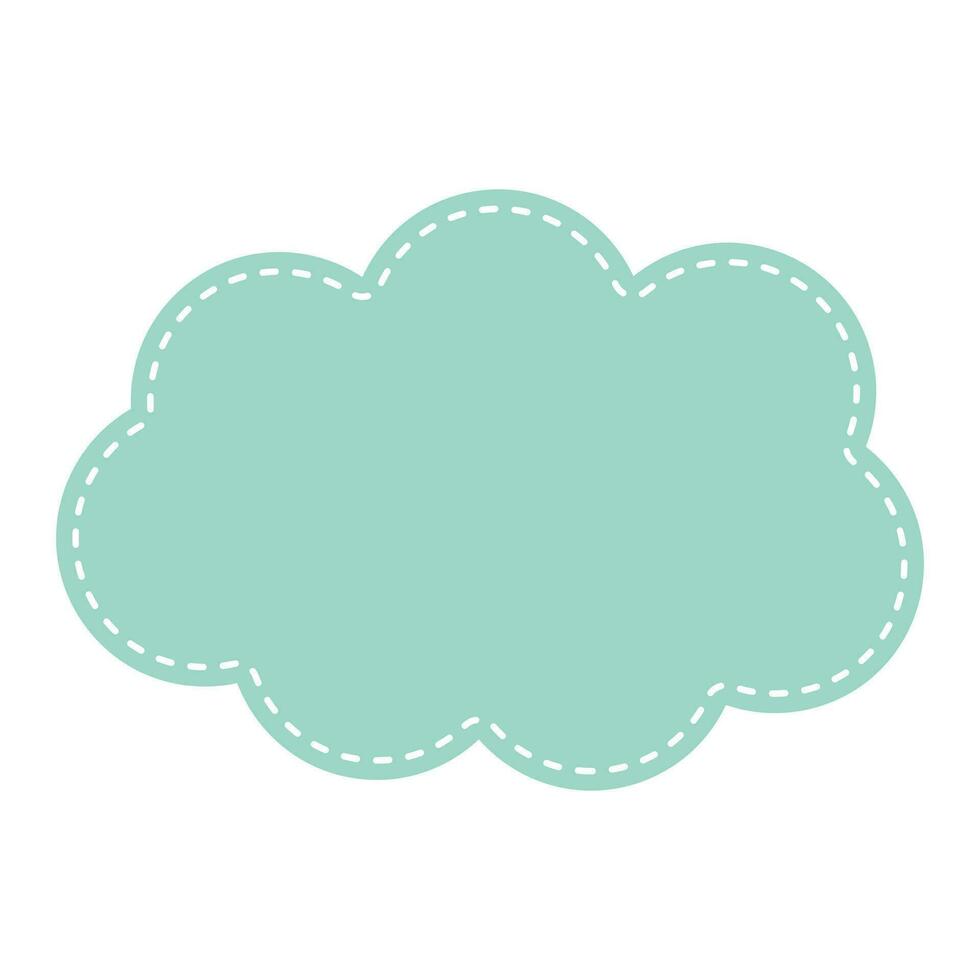Cute pastel patch in the form of cloud with dotted line. Art form template for social media. vector