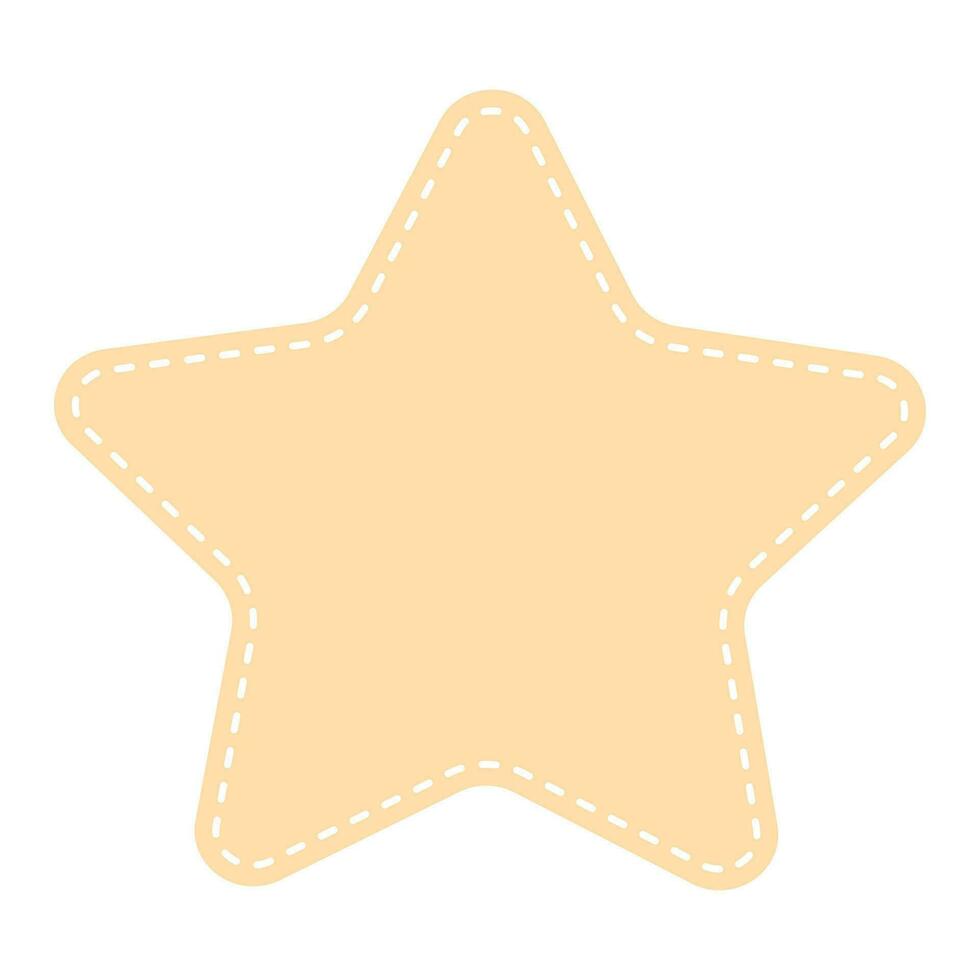 Cute pastel patch in the form of star with dotted line. Art form template for social media. vector