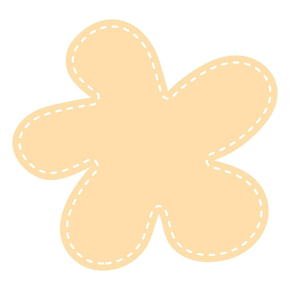 Cute pastel patch in the form of flower with dotted line. Art form template for social media. vector