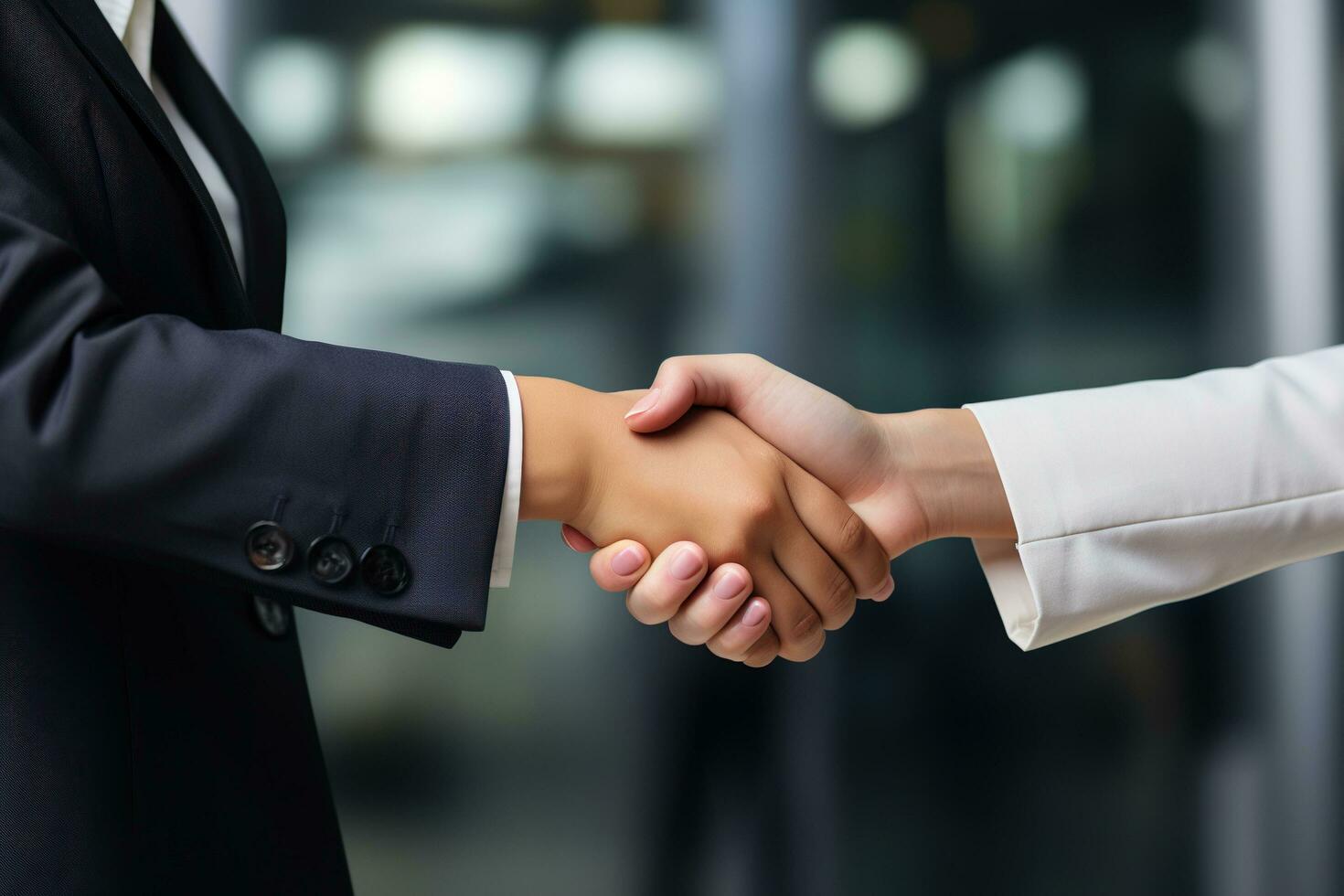 Handshake of two business women. Concluding a successful deal. Profitable business. Generated by artificial intelligence photo