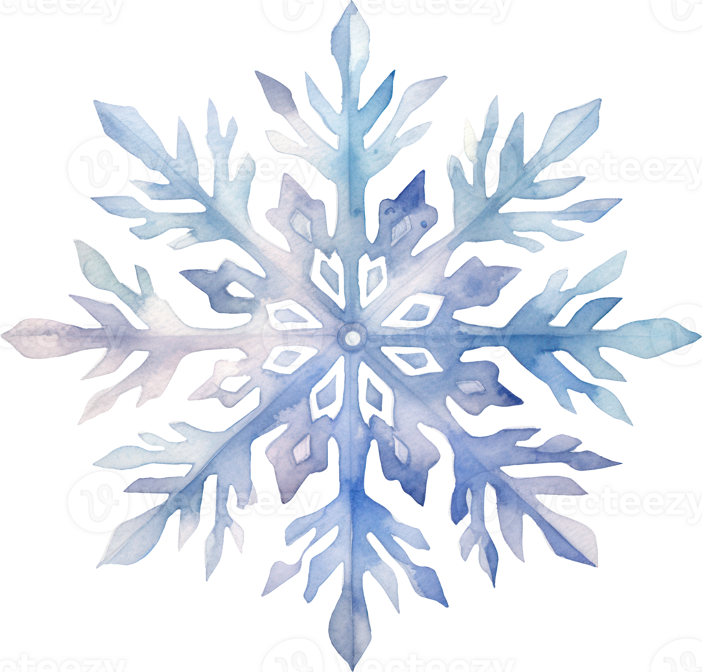 Snowflake watercolor illustration. AI Generated png