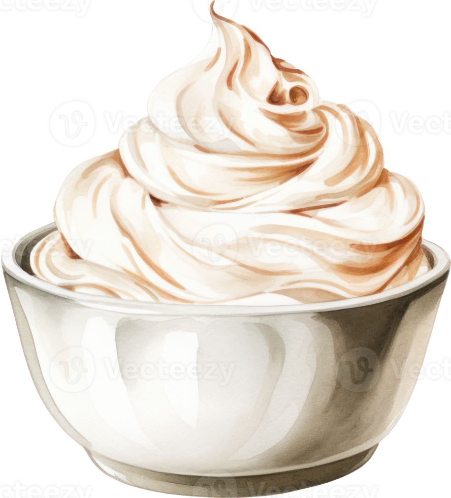 Dollop of whipped cream watercolor. AI Generated png