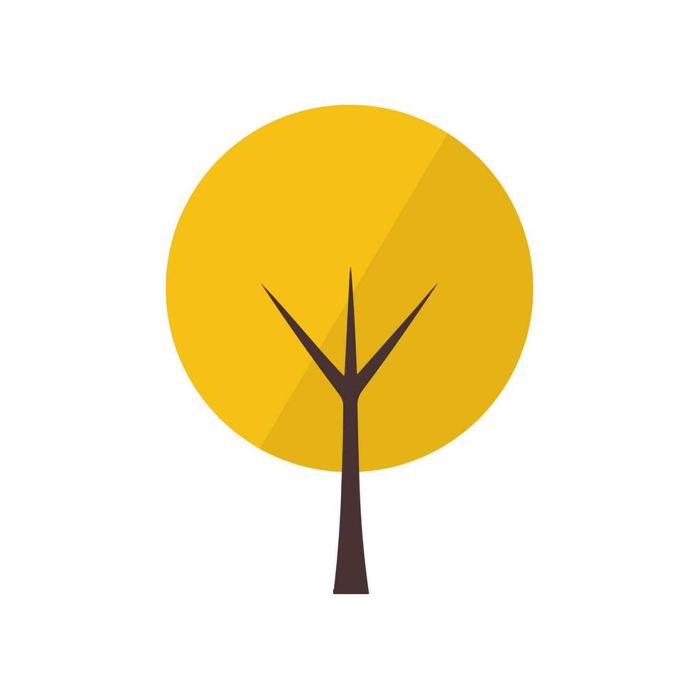 Yellow Autumn Tree Vector Vivid Simple Illustration in Flat Style. Suitable for design of websites, postcards, books, patterns and other purposes