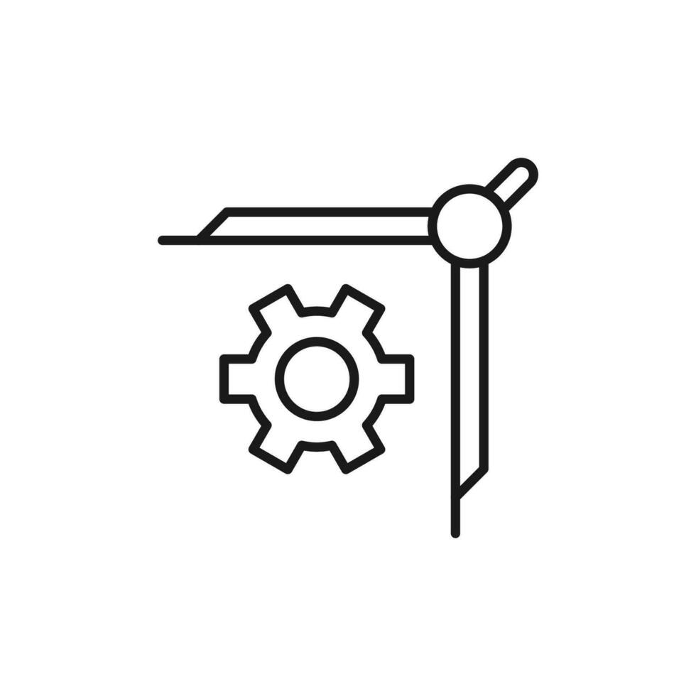 Gear on Compass Isolated Line Icon. Perfect for web sites, apps, UI, internet, shops, stores. Simple image drawn with black thin line vector
