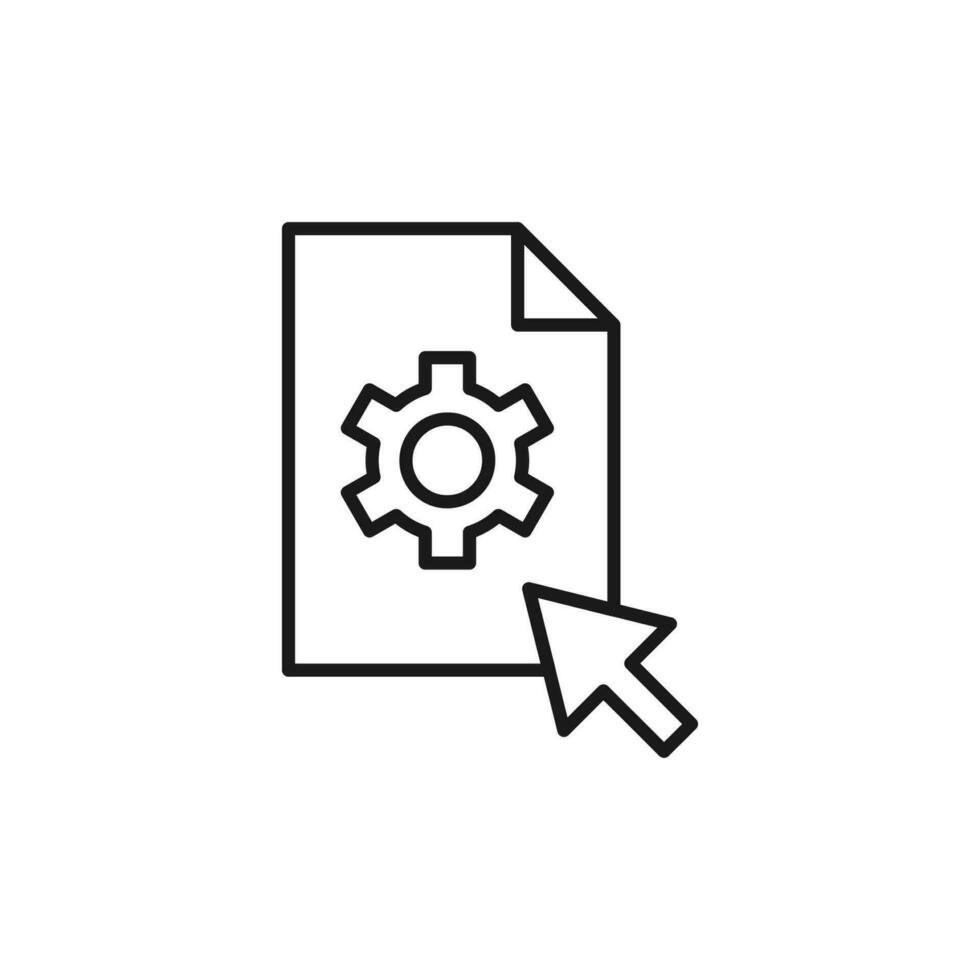 Gear by Folder Isolated Line Icon. Perfect for web sites, apps, UI, internet, shops, stores. Simple image drawn with black thin line vector