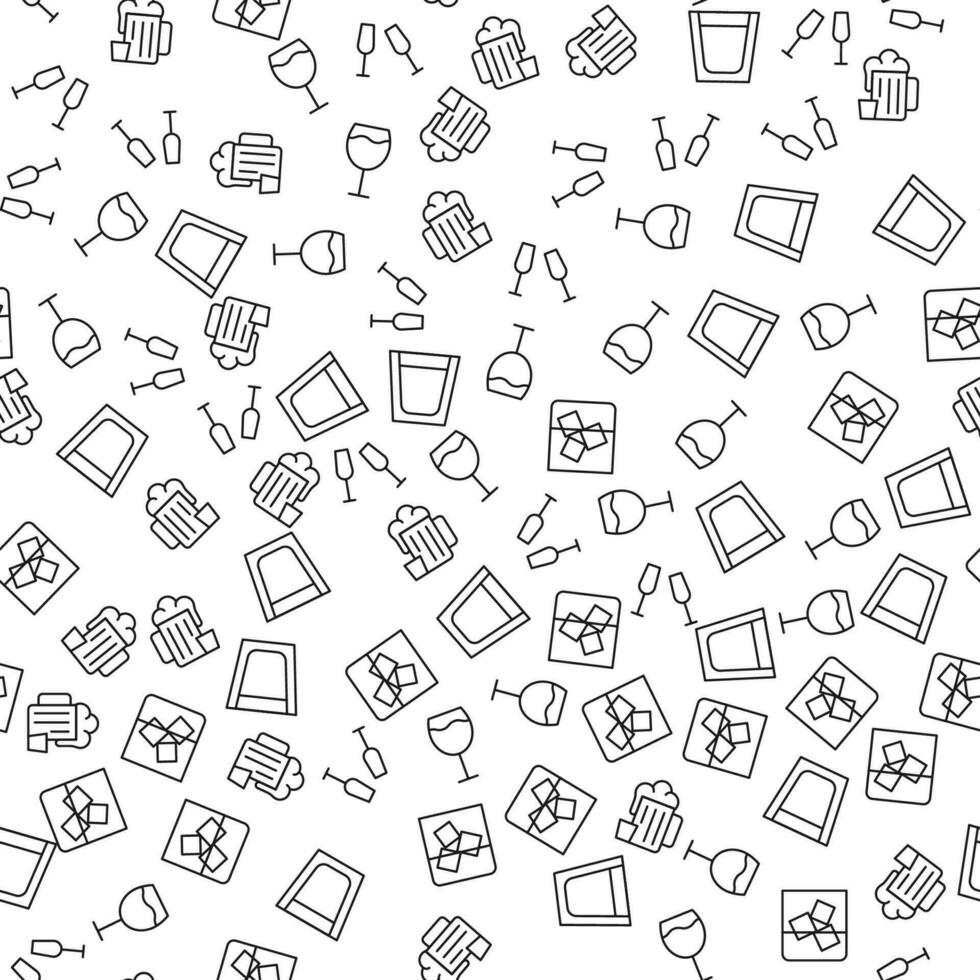 Beer, Cocktail, Whiskey with Ice Seamless Pattern for printing, wrapping, design, sites, shops, apps vector