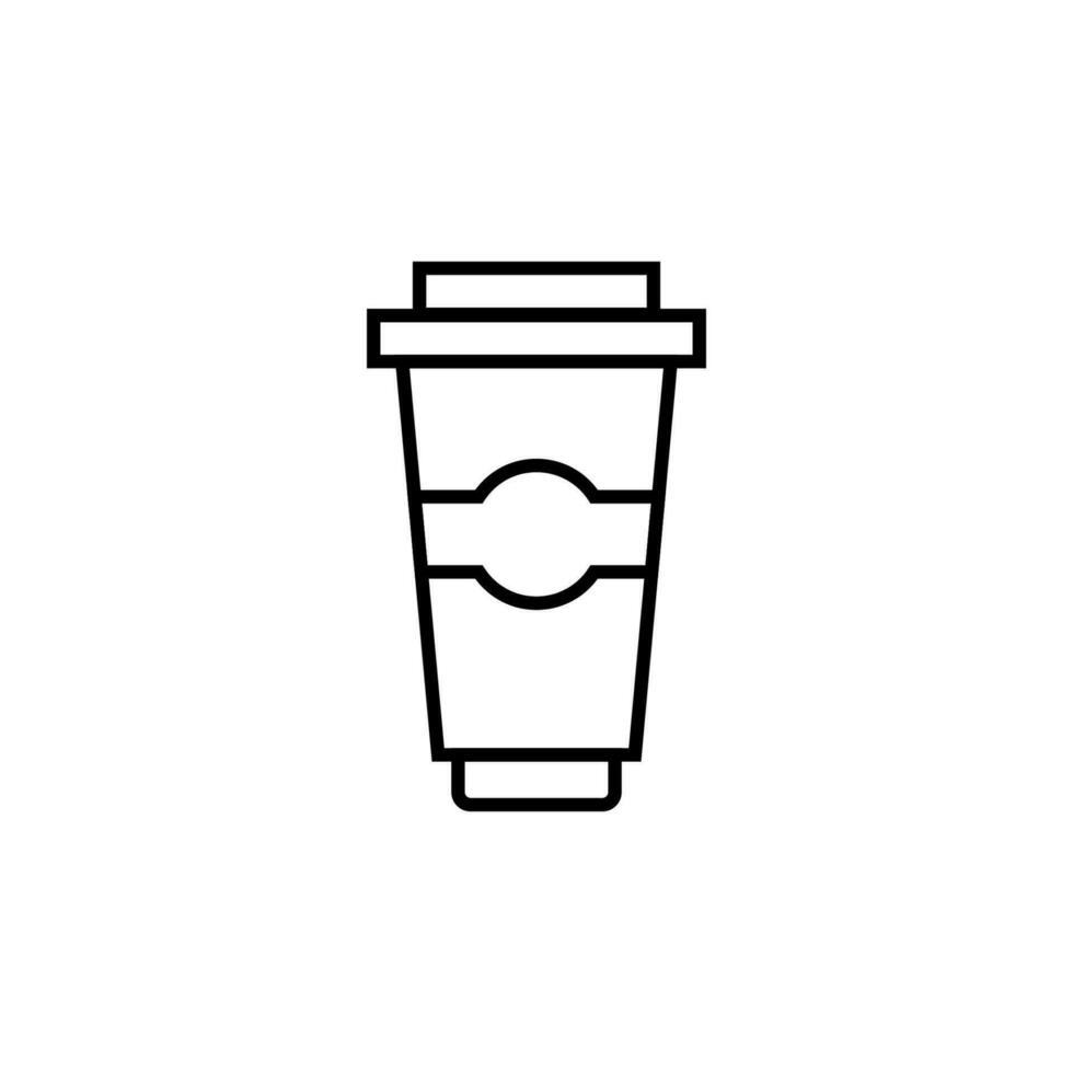 Coffee in Disposable Cup Vector Line Sign. Suitable for books, stores, shops. Editable stroke in minimalistic outline style. Symbol for design