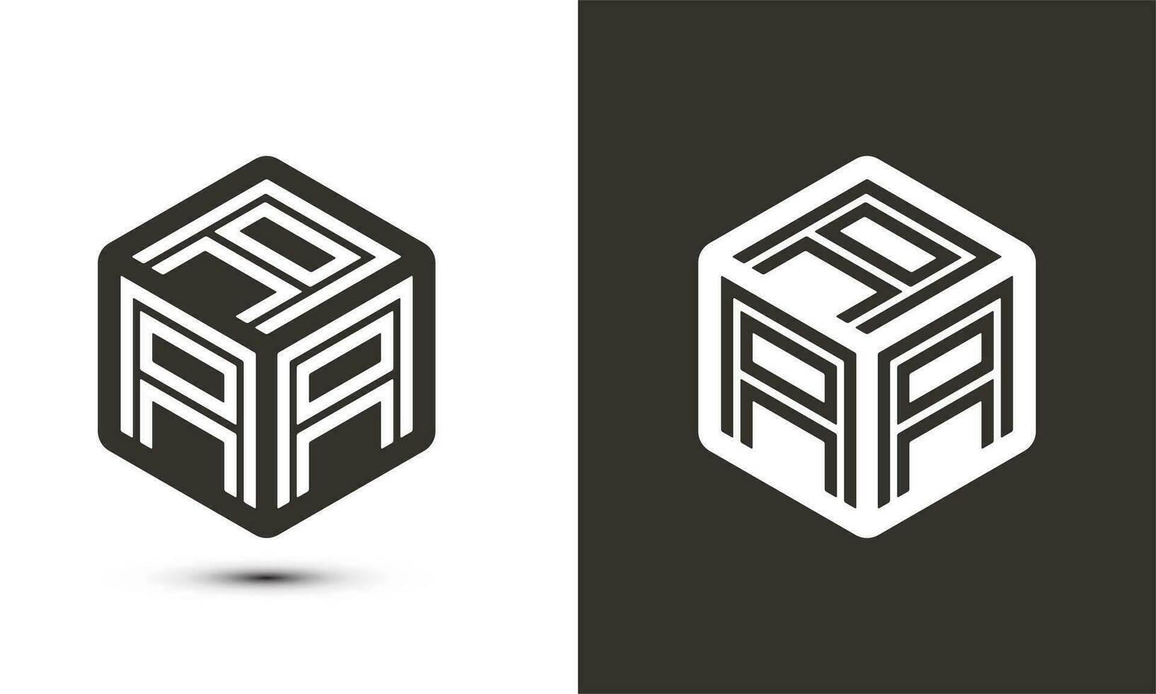 A A A  letter logo design with illustrator cube logo, vector logo modern alphabet font overlap style. Premium Business logo icon. White color on black background