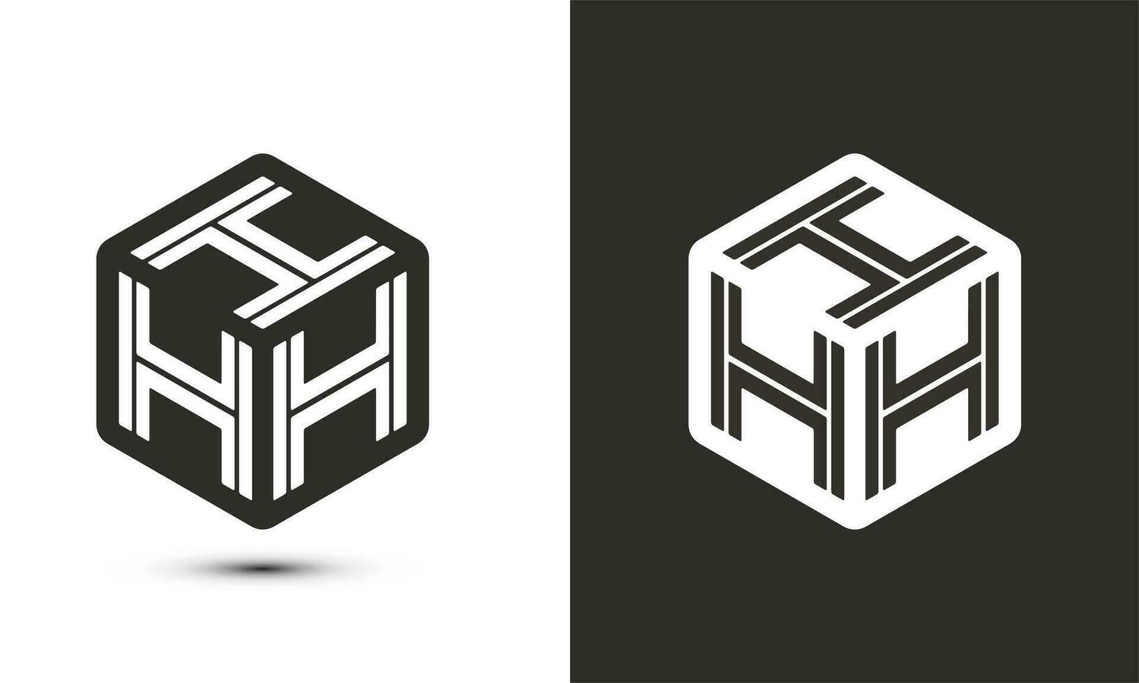 h letter logo design with illustrator cube logo, vector logo modern alphabet font overlap style. Premium Business logo icon. White color on black background