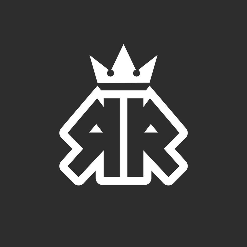 r r logo monogram symbol with crown shape design vector