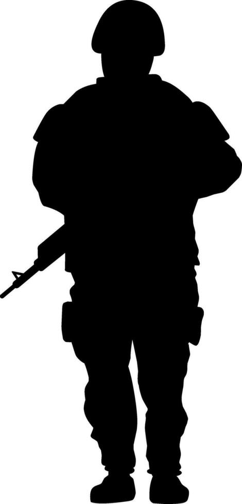 Soldier silhouette vector illustration. Military soldier graphic resources for icon, symbol, or sign. Soldier silhouette for military, army, security, war or defense