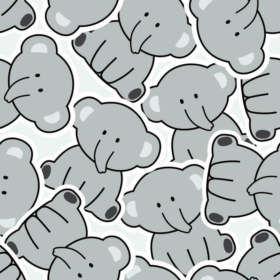 Seamless pattern of cute elephant sit background.Wild animal character cartoon design.Repeat.Texture.Print screen.Baby clothing.Kawaii.Vector.Illustration. vector