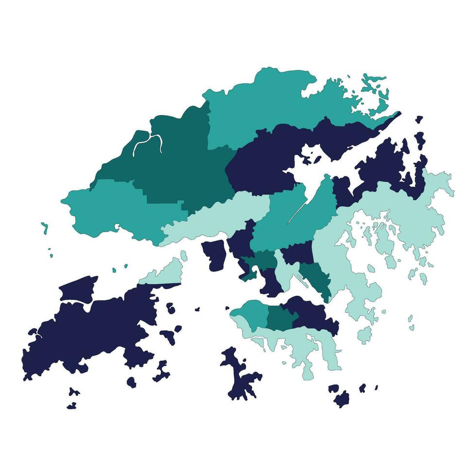 Hong Kong map. Map of Hong Kong in administrative regions vector