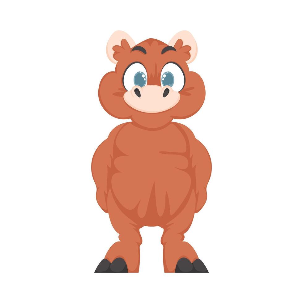 Mystical, fabulous funny orange dinosaur. Cartoon style vector