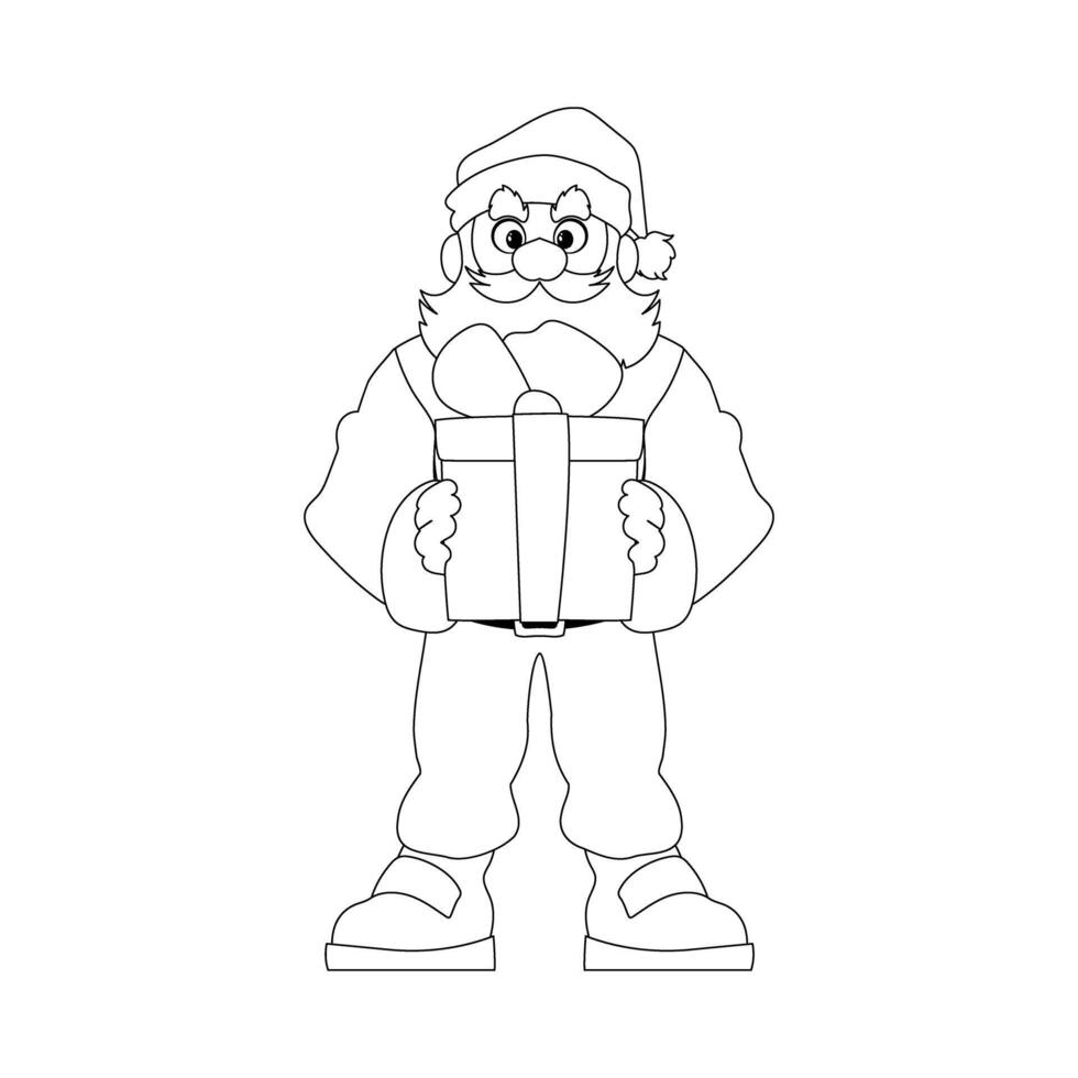 Kind and sweet Santa Claus, the main character of the New Year holidays. Coloring style vector