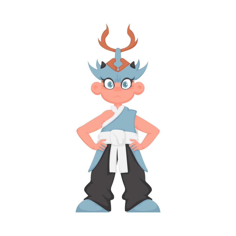 A cartoon character with a blue hat and black pants vector