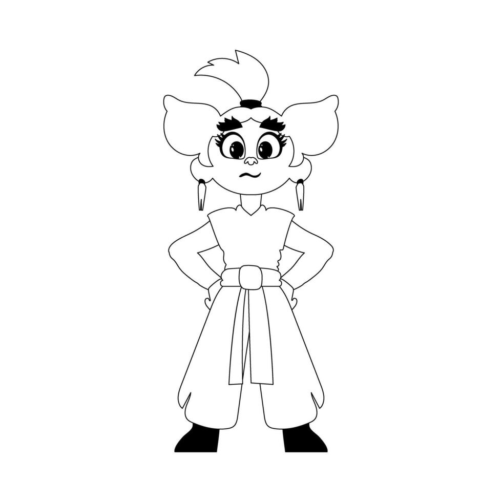A cartoon character in a dress with a bow on her head vector