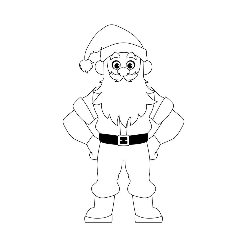 Kind and sweet Santa Claus, the main character of the New Year holidays. Coloring style vector