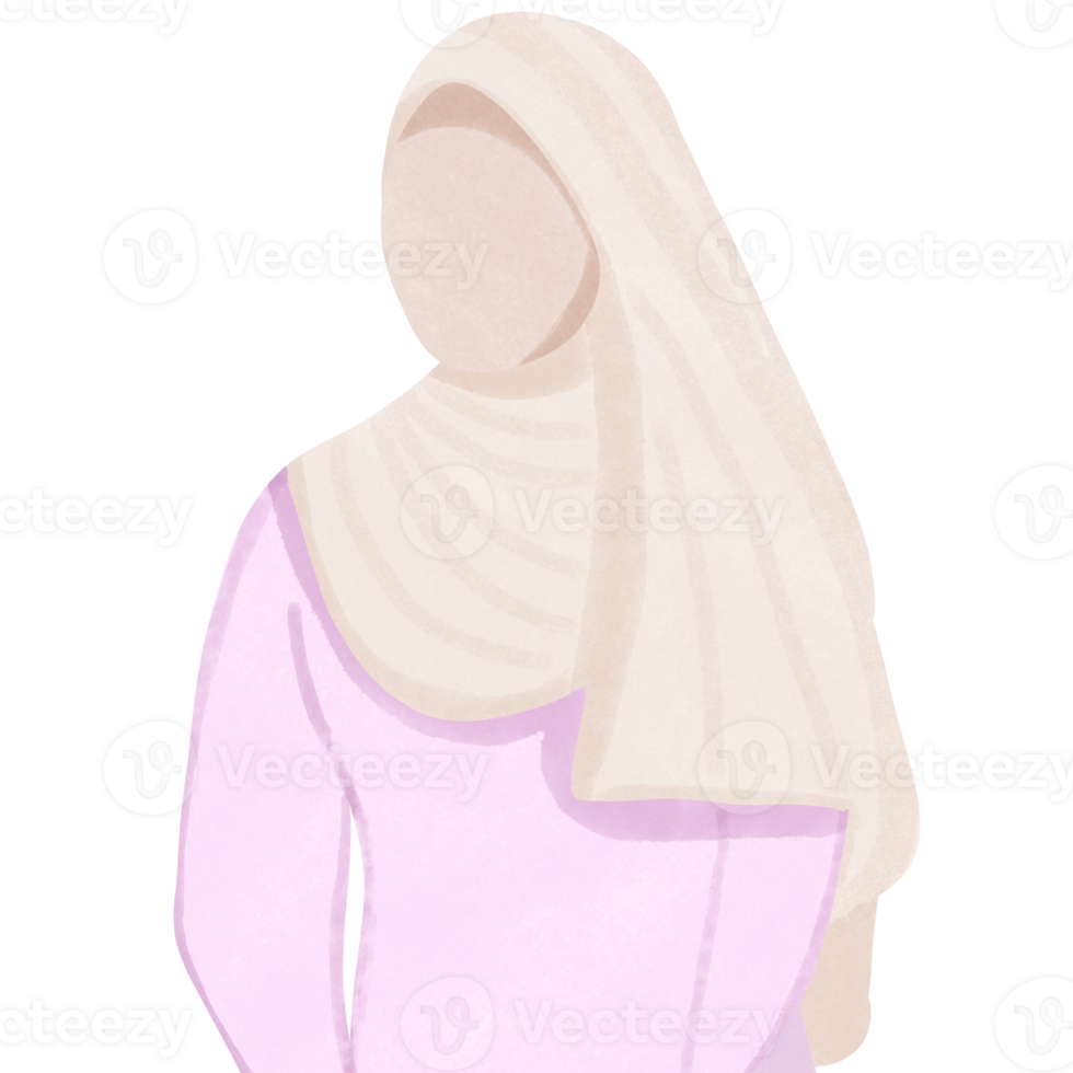 tecknad serie karaktär, muslim kvinnor bär hijab med bedjande, kreativ med illustration i platt design. png