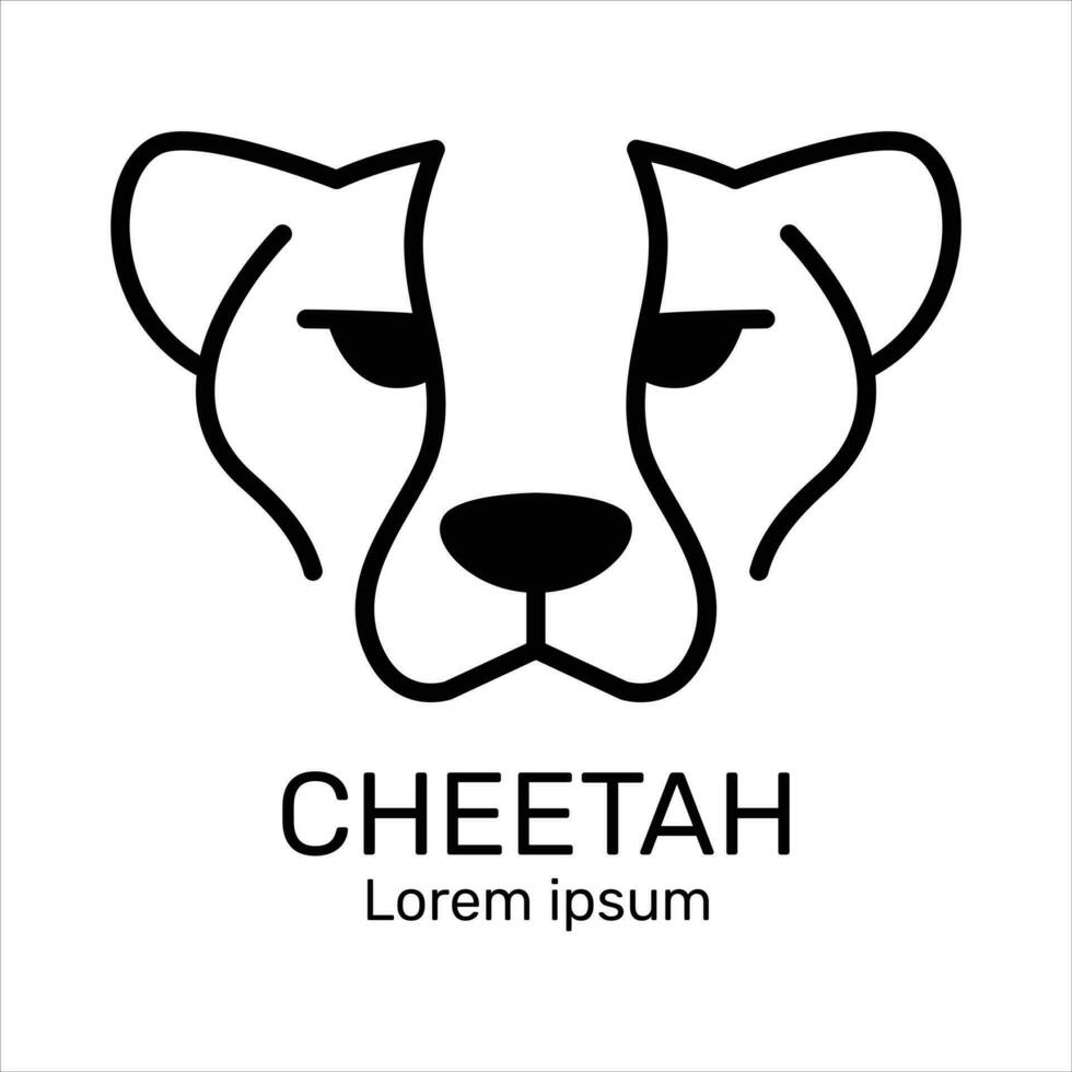 Face Cheetah logo, icon. Design template linear minimal style. Vector illustration.