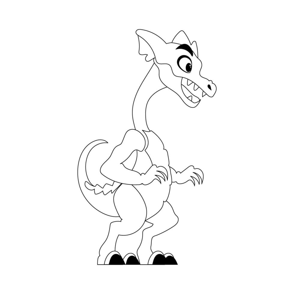 Fabulous, interesting and funny dinosaur. Coloring style vector