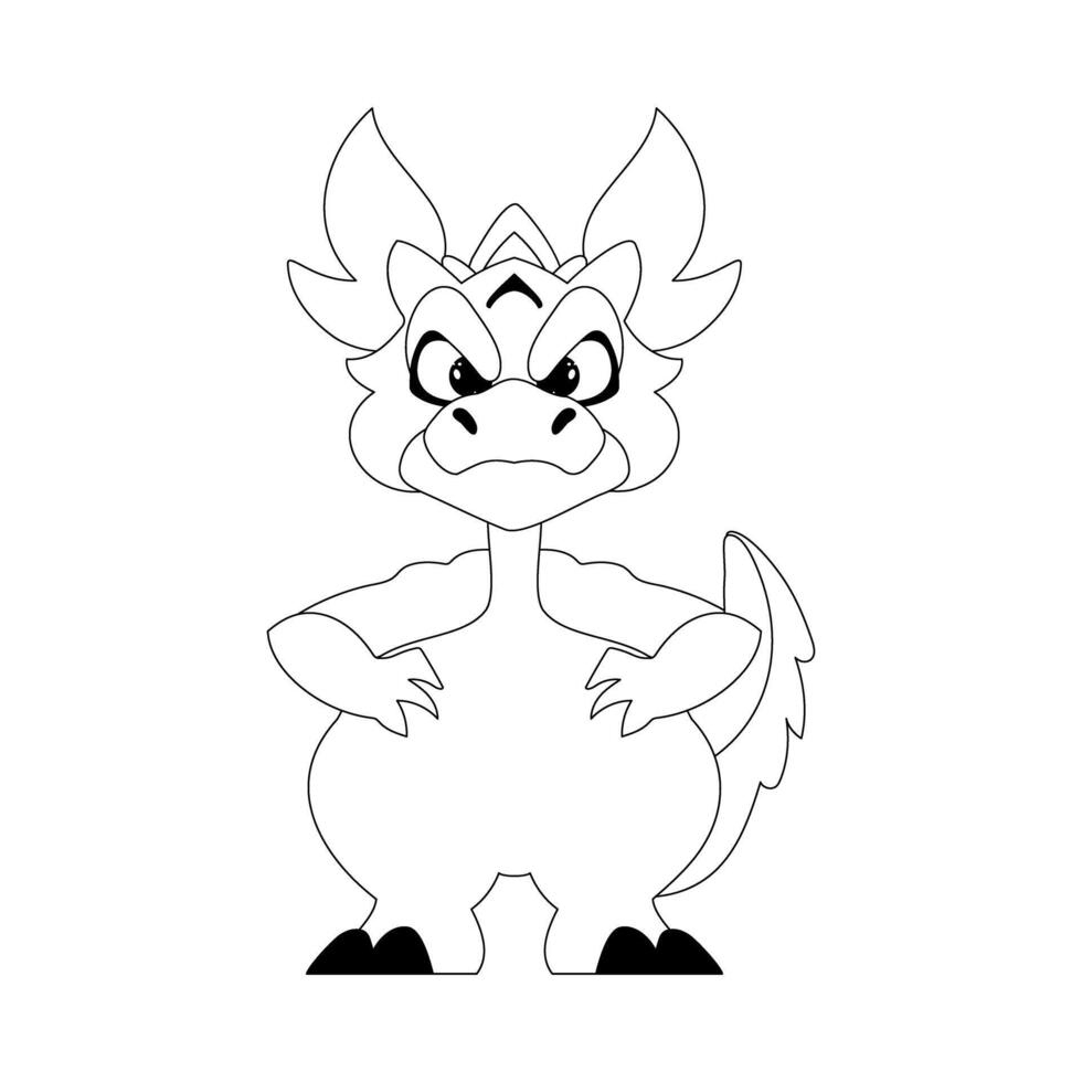 A cartoon dragon with a big head and a small body vector