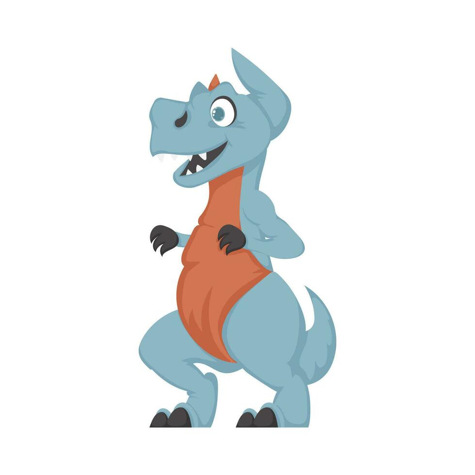 místico, fabuloso gracioso azul dinosaurio. dibujos animados estilo vector