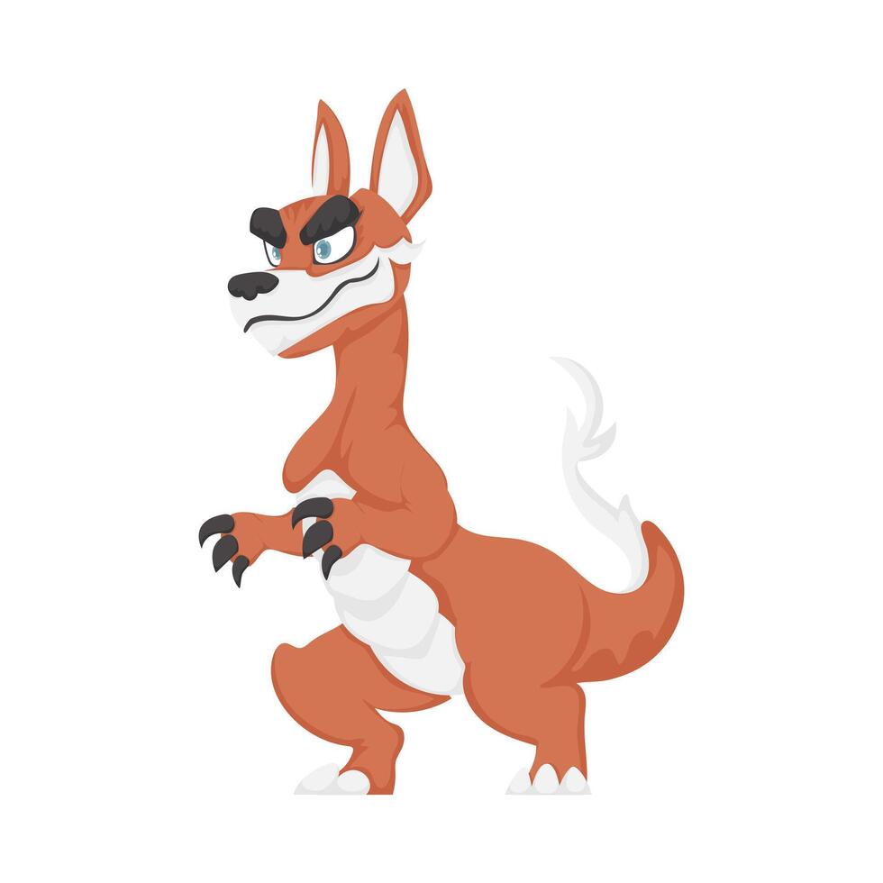 A cartoon red and white dog with a big tail vector