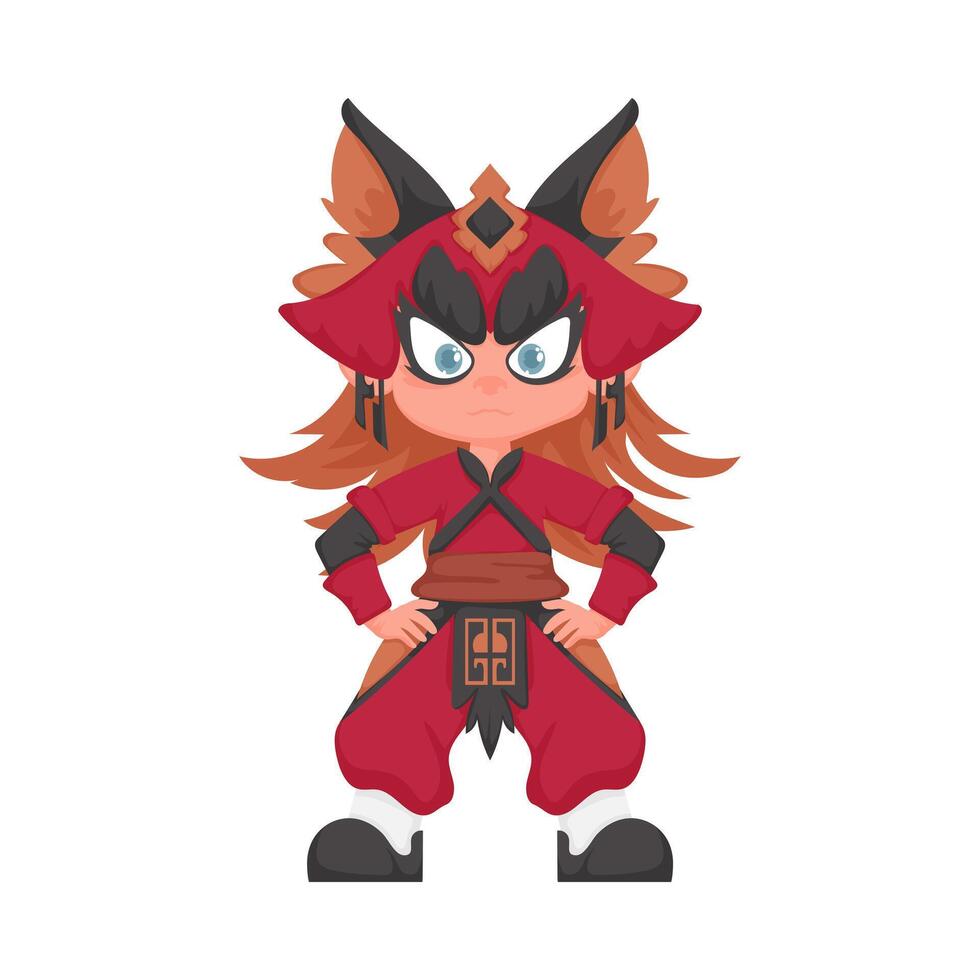 A cartoon character in red and black clothing vector