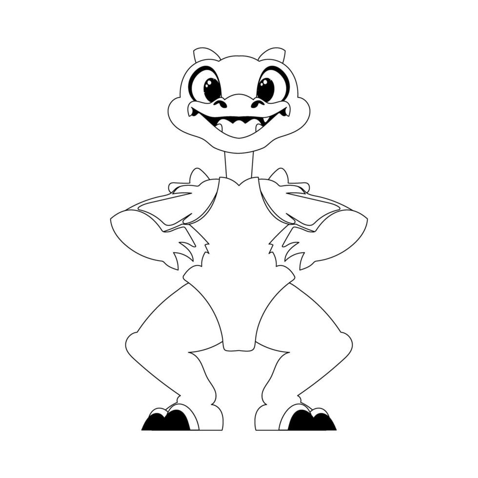 Fabulous, interesting and funny dinosaur. Coloring style vector