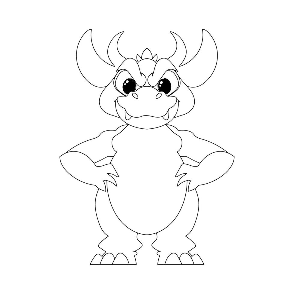 Fabulous, interesting and funny dinosaur. Coloring style vector