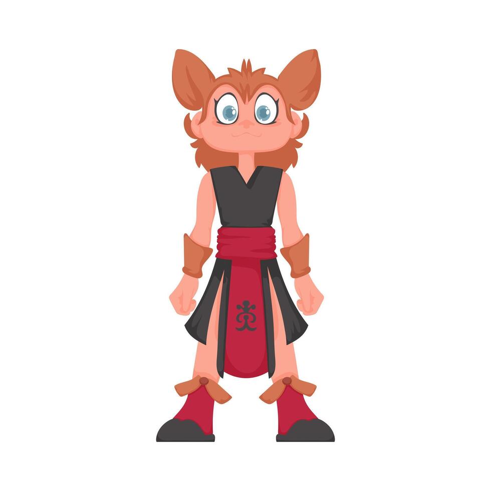 A cartoon character with a red and black outfit vector