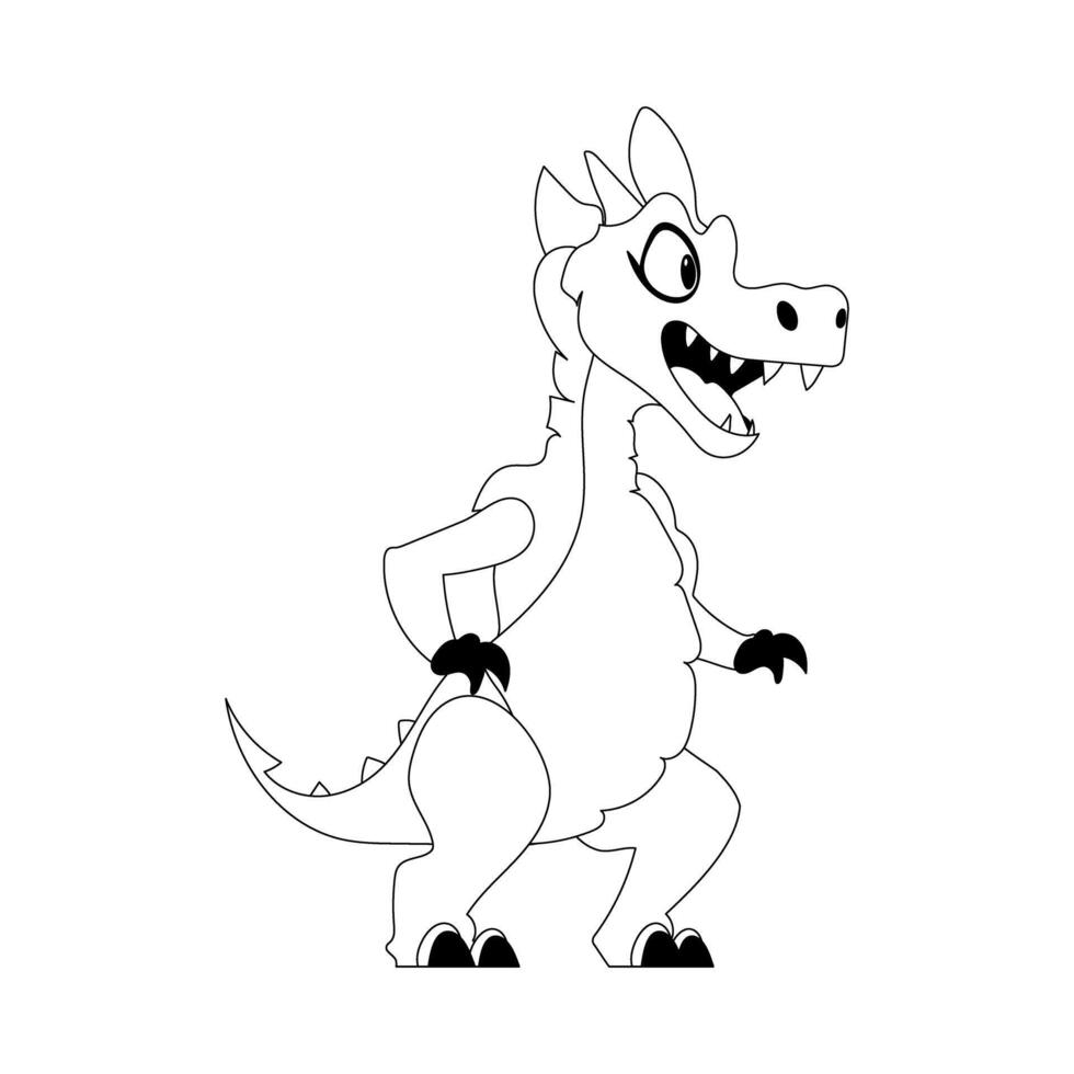 Fabulous, interesting and funny dinosaur. Coloring style vector