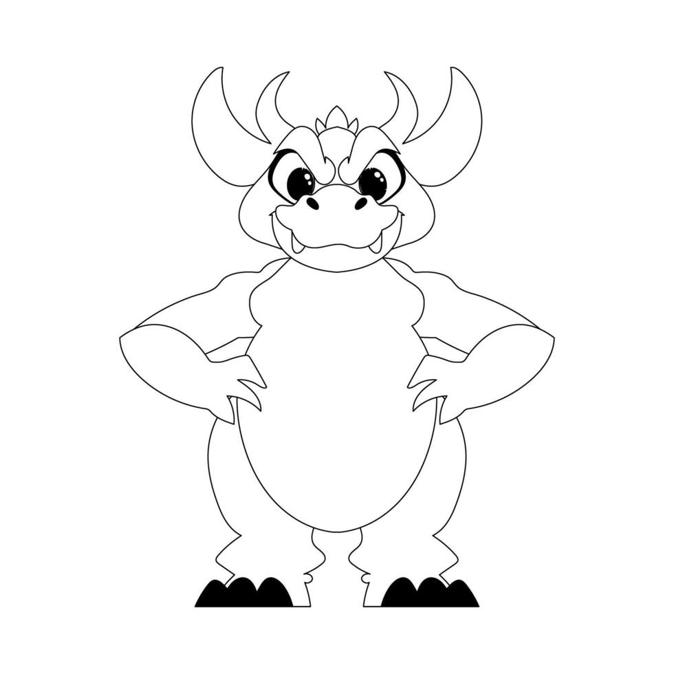 Fabulous, interesting and funny dinosaur. Coloring style vector