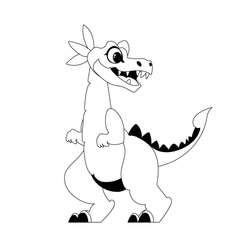 Fabulous, interesting and funny dinosaur. Coloring style vector