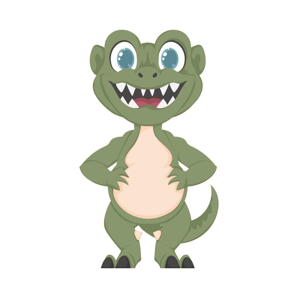 místico, fabuloso gracioso verde dinosaurio. dibujos animados estilo vector