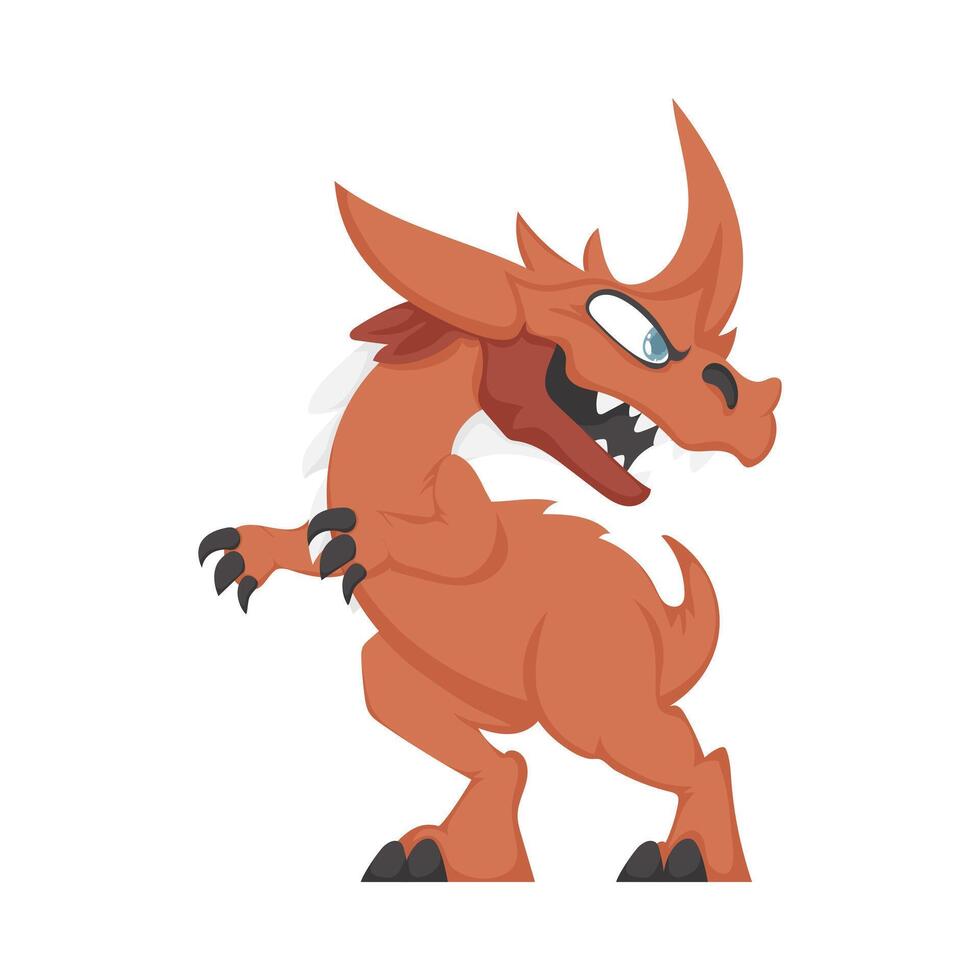 A cartoon character of a dragon with big teeth vector