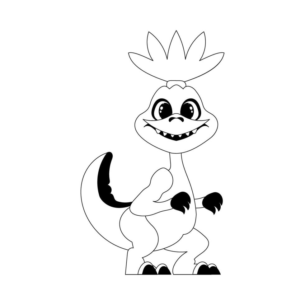 Fabulous, interesting and funny dinosaur. Coloring style vector
