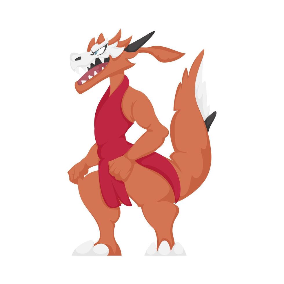 A cartoon character of a dragon in red vector