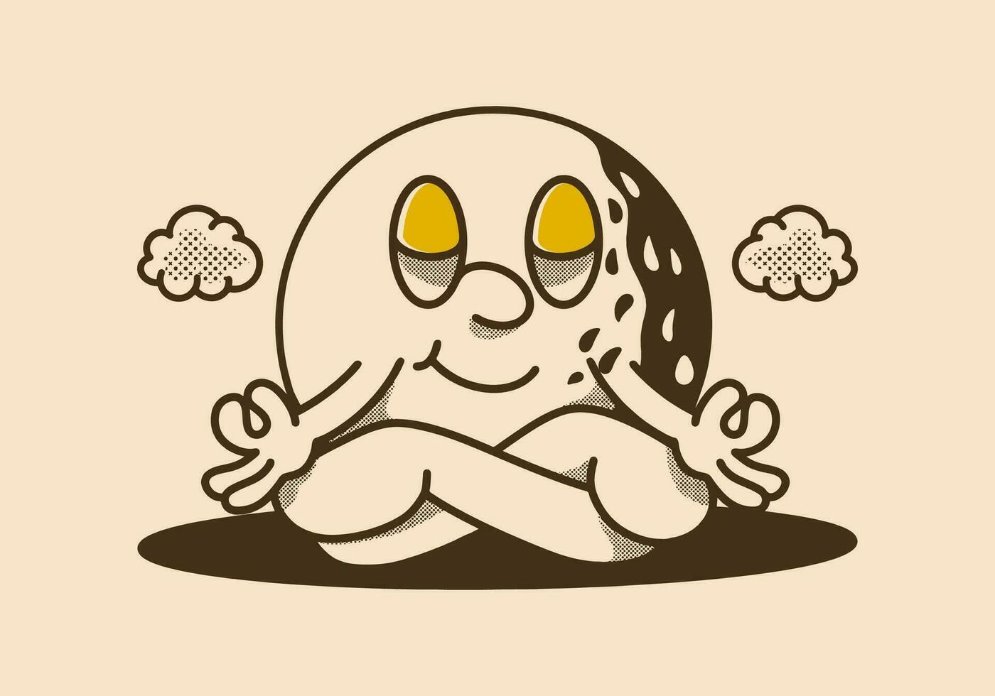 Mascot character of golf ball in meditation pose vector