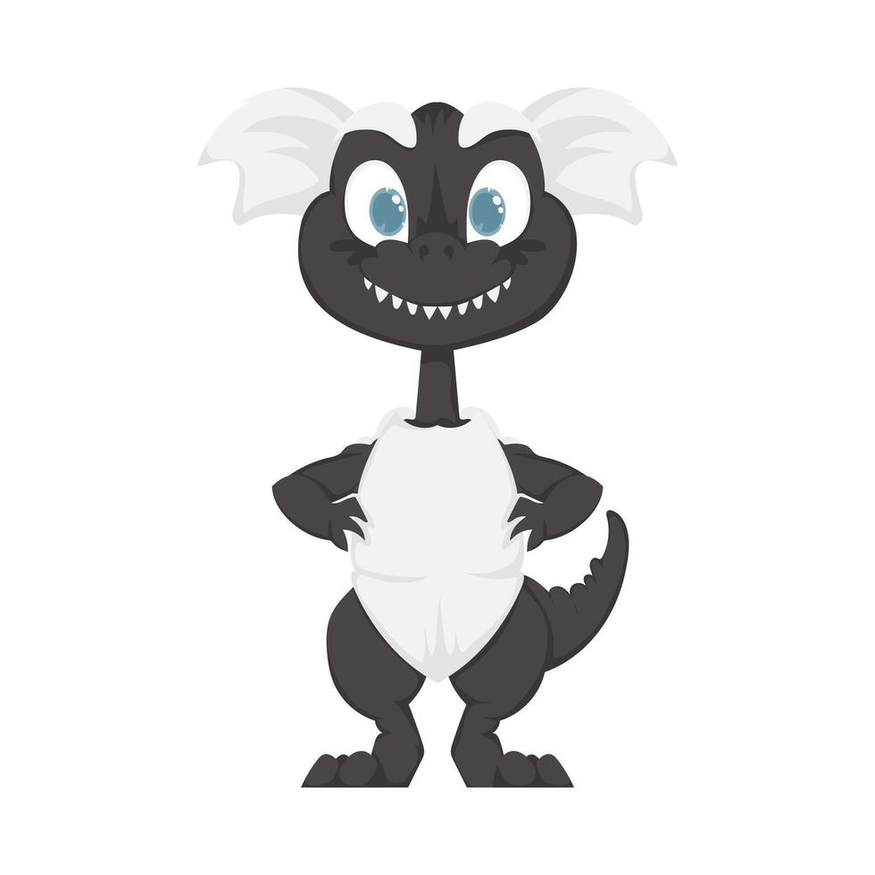 místico, fabuloso gracioso negro dinosaurio. dibujos animados estilo vector