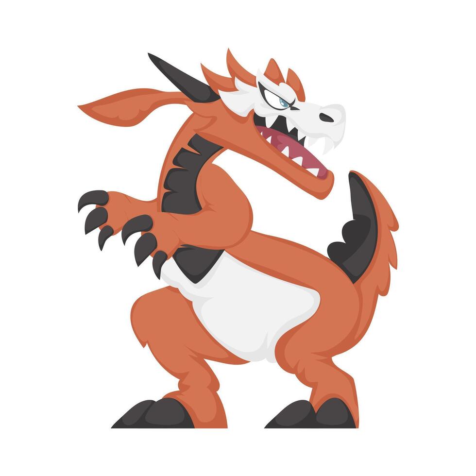 A cartoon dragon with a big mouth and claws vector