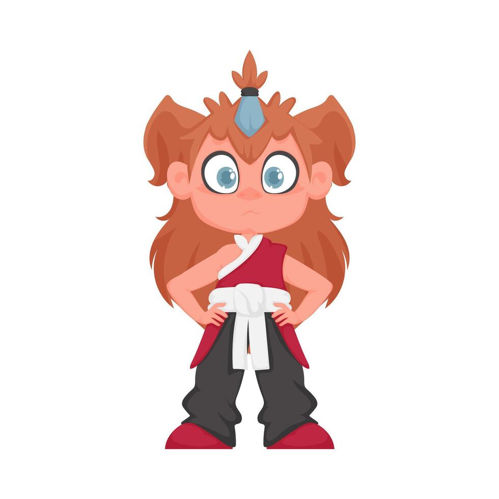 A cartoon character with long hair and a red shirt vector