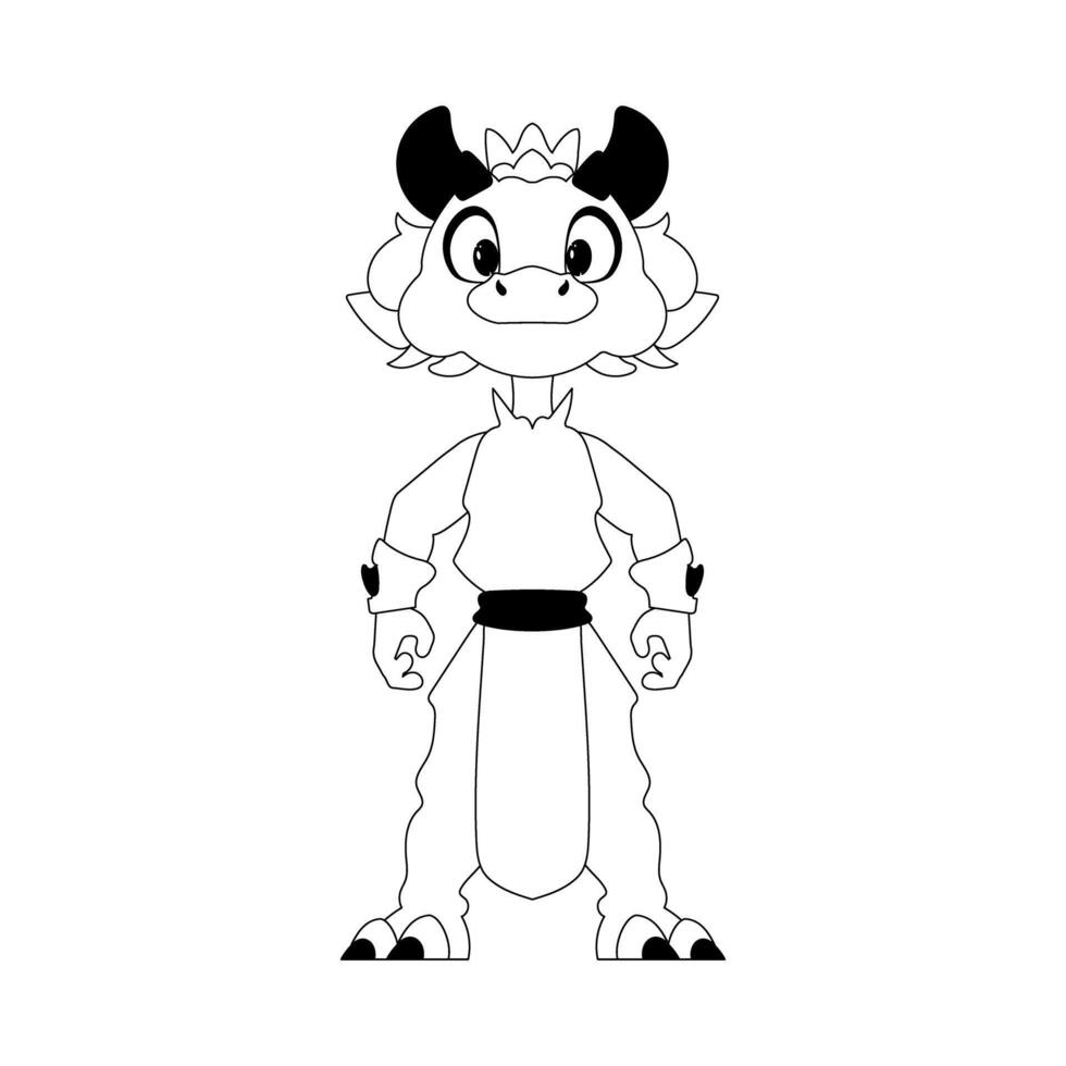 A cartoon character with horns and a tail vector
